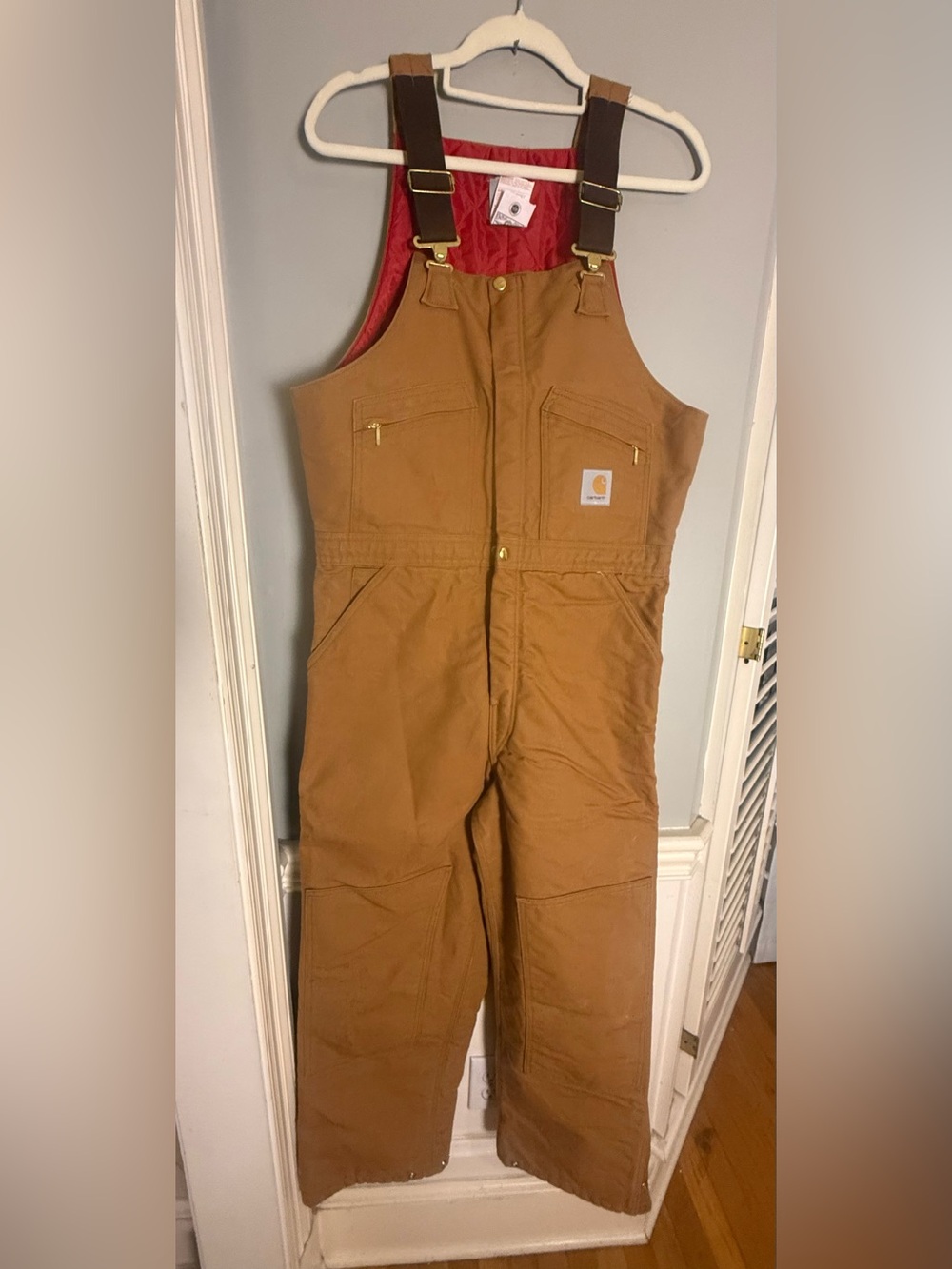 Carhartt R04 BRN 36x30 Made in USA Quilt Lined Duck Bib Overalls Brown